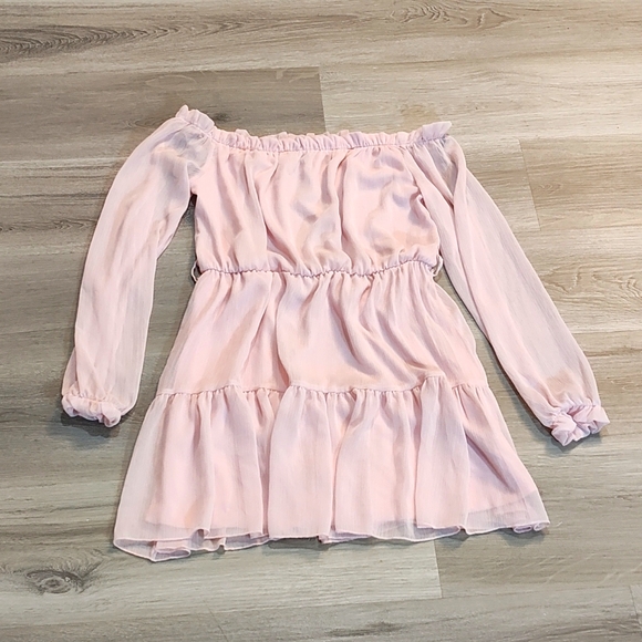**5/$25** Forever 21 Pink Off Shoulder Flowy Mini Dress - Picture 1 of 4
